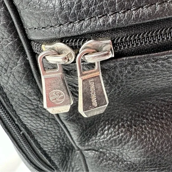 Longchamp Black Leather Le Foulonné Backpack Bag - Picture 3 of 11